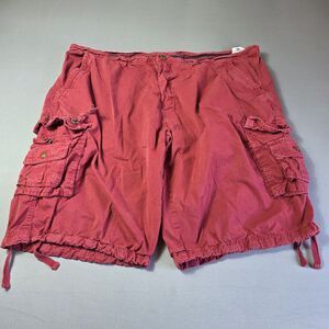 Red Cargo Shorts Unbranded Men's Size 46 100% Cotton Drawstring Hems